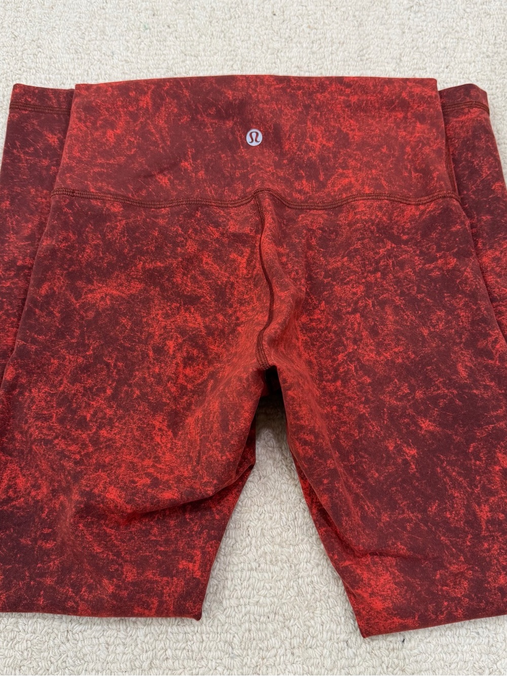 lululemon athletica Wunder Under Red Abstract Yoga Leggings 6 Pull-On
